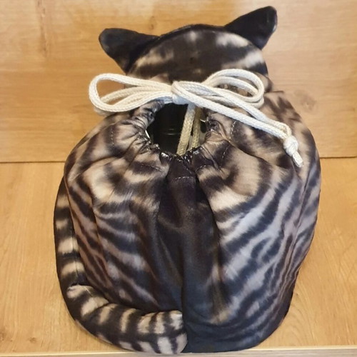 Cosmetic pouch bag cat velvet new, beige and brown