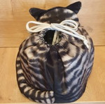 Cosmetic pouch bag cat velvet new, beige and brown