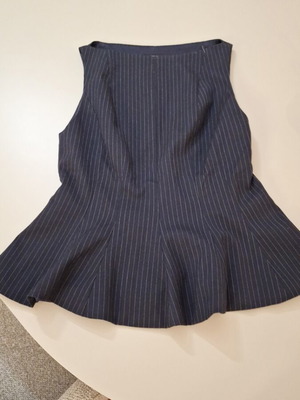 Zara sleeveless blouse with ruffles, size S, like new, blue striped