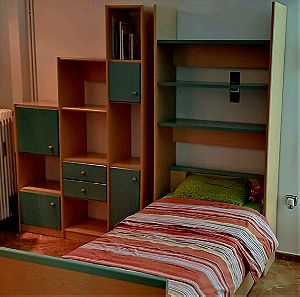 Ολόκληρο παιδικό δωμάτιο (Σύνθεση - Κρεβάτι - Στρώμα - Γραφείο - Ντουλάπα )