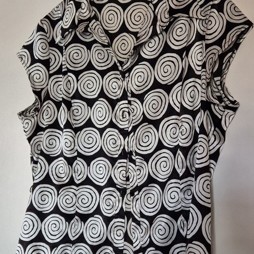 Y2K Spiral Print Blouse Used, Retro Abstract Shirt, Size M