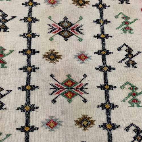 Cretan embroidered woven table runner 39x22.5 cm, cross stitch with fringes