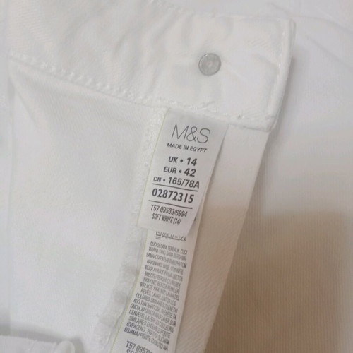 M&S women's boyfriend pants white new size 42