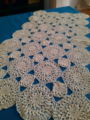 Handmade knitted vintage like new, white, fine thread