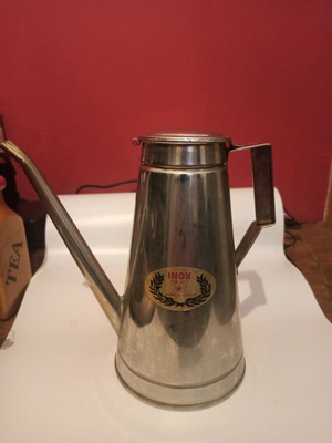 Old INOX 18/10 oil can used with handle 23x18x22cm