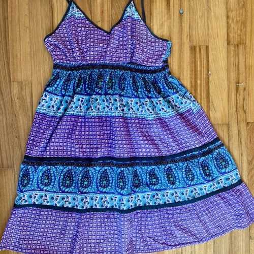 Boho Style Dress like new, adjustable straps, purple and turquoise