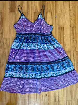 Boho Style Dress like new, adjustable straps, purple and turquoise
