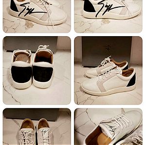 Giuseppe Zanotti Women Signature Logo Lace Up Sneakers Shoes  White Black 36,5