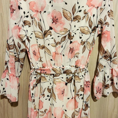 Summer dress short white with pink flowers like new