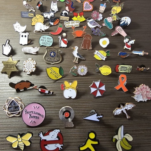 Pins with various colorful designs