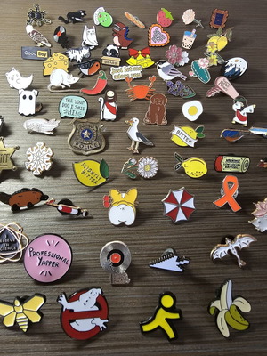Pins with various colorful designs