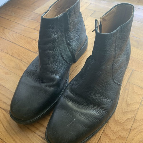 Leather ankle boots size 42 like new, men's black with zipper