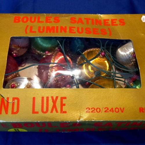 Vintage satin Christmas lights with box and drachma price