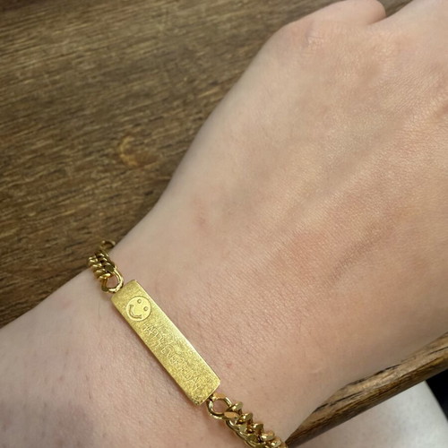 Bracelet gold stainless steel chain with identity plate new