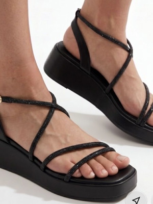 Luigi black platform sandals like new with strass detail size 38