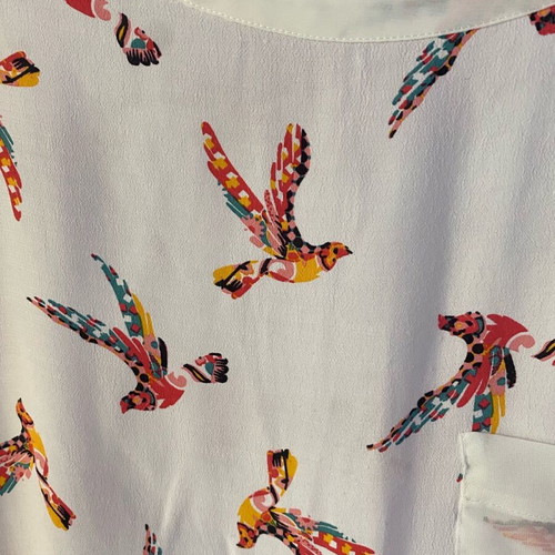 Zara straight dress like new, white with parrots