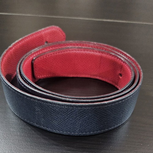 Hermes reversible leather belt used, blue and red, no buckle