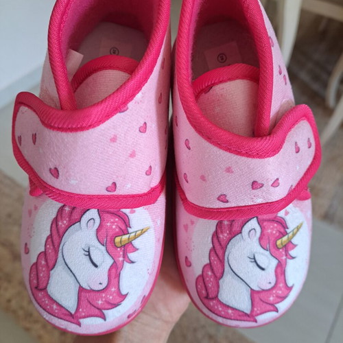 Girls' slippers size 28 new, pink with unicorn design