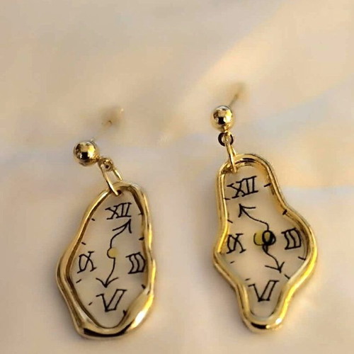 Earrings inspired by Dali's Persistence of Memory gold new