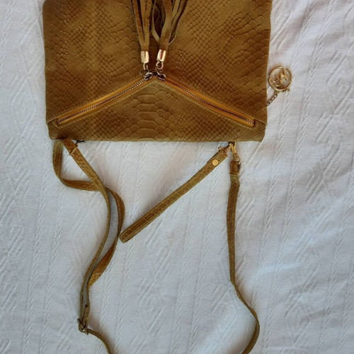 Borsa Roberta M leather shoulder bag, mustard color