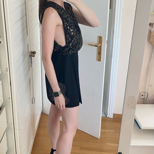 Zara playsuit black with gold details like new, size M