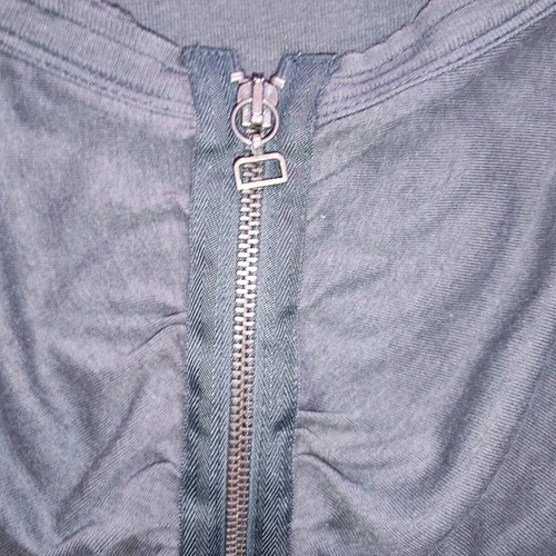 BSB grey top with zipper and ruching refurbished