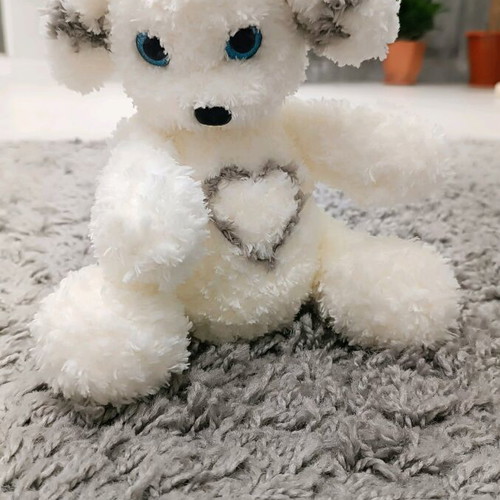 Handmade crocheted puppy new with movable limbs and gift keychain