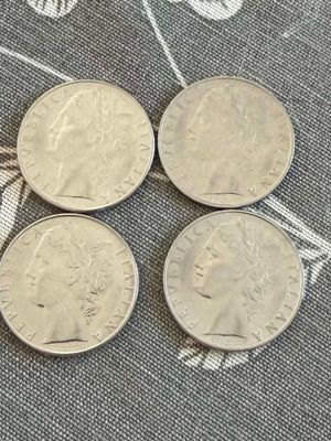 Set of 8 Italian vintage pre-Euro lira coins