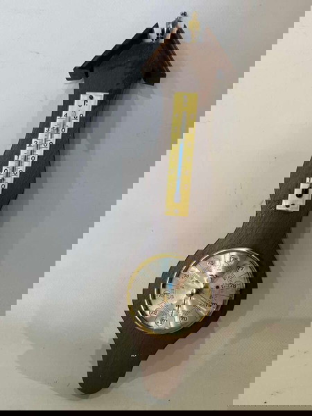 Αντίκα επιτοίχιο ξύλινο θερμόμετρο 32x9