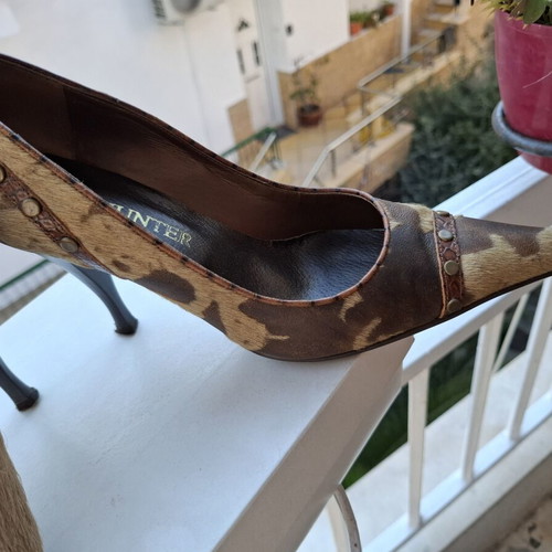 Hunter women's fur leather pumps like new, size 36, brown