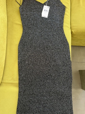 Mango silver dress new, size S, knitted, long