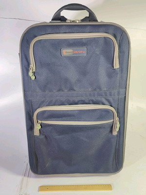 Eminent travel suitcase used, blue and silver