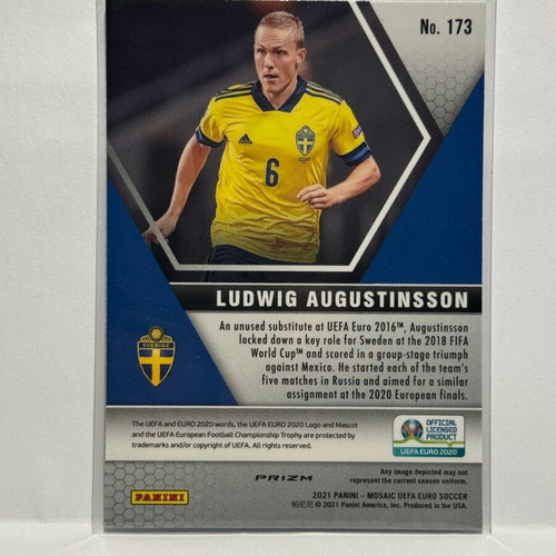 Panini Mosaic Uefa Euro 2021 Ludwig Augustinsson Silver Mosaic Prizm card new