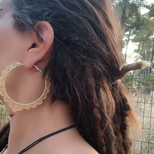 Macrame earrings with jasper bead, new
