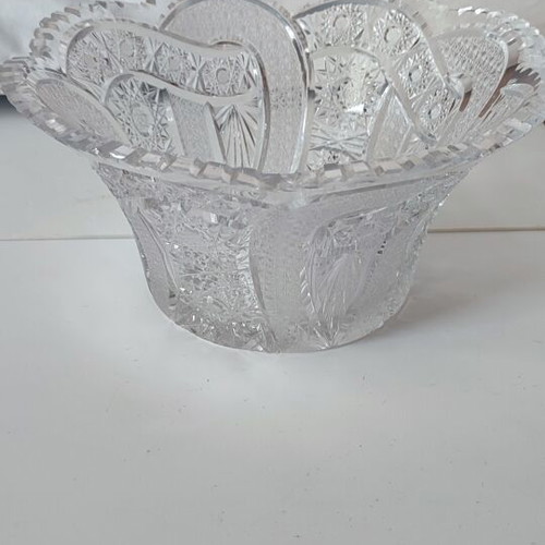 Vintage Bohemia Lead Crystal Bowl with Pinwheel Design
