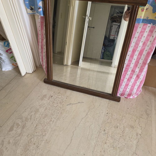 Vintage walnut wood mirror used with decorative frame