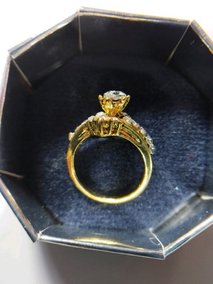 Women's gold-plated ring with zircon stones new, size 7
