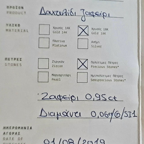 Sapphire Diamond Ring Haritidis new with certificate