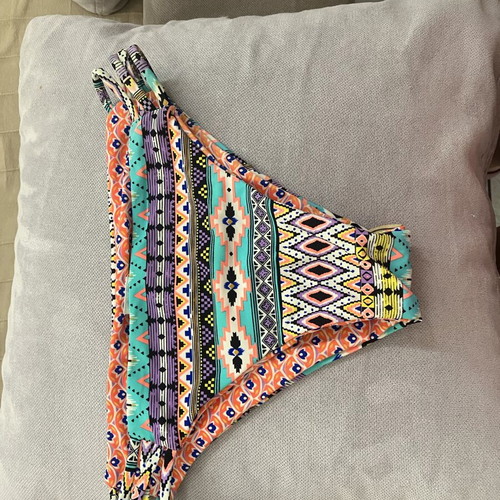 Swimwear bottom new, multicolor geometric pattern, reversible S/M
