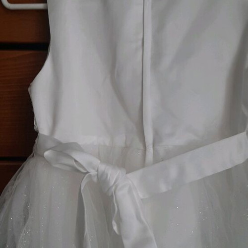 Flower girl dress new white with tulle, pearls and strass for 12 years old