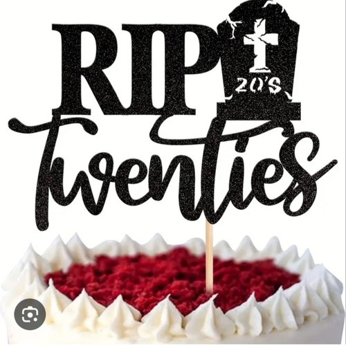 Cake decoration "RIP 20s" new, birthday topper