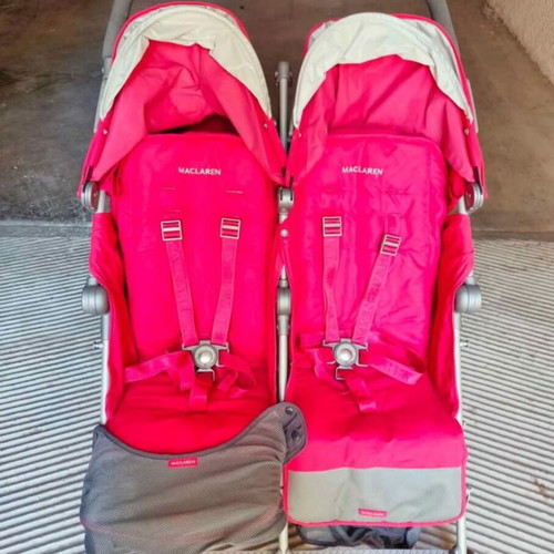 Maclaren Twin Techno Twin Stroller red like new