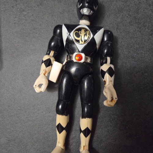 Mighty Morphin Power Rangers Black Ranger figure used, 19cm, Bandai 1993