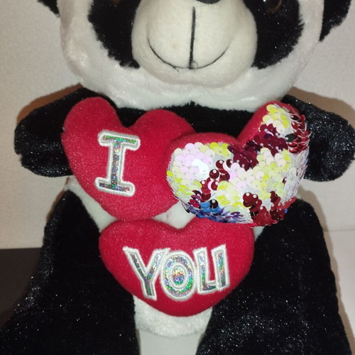 Teddy bear I LOVE YOU with three hearts like new, medium size 36cm