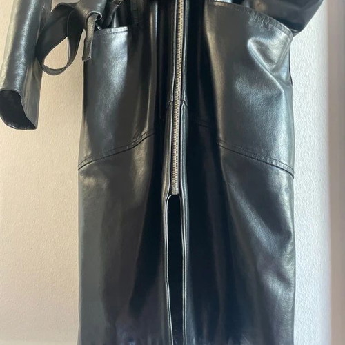 BSB black leather coat size L, slim fit