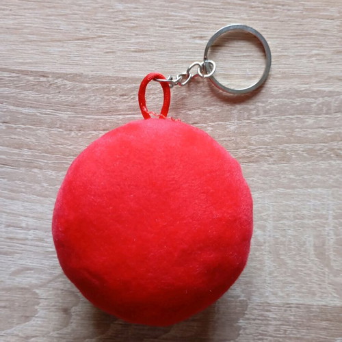 Keychain fuzzy face new red grumpy