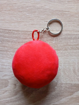 Keychain fuzzy face new red grumpy
