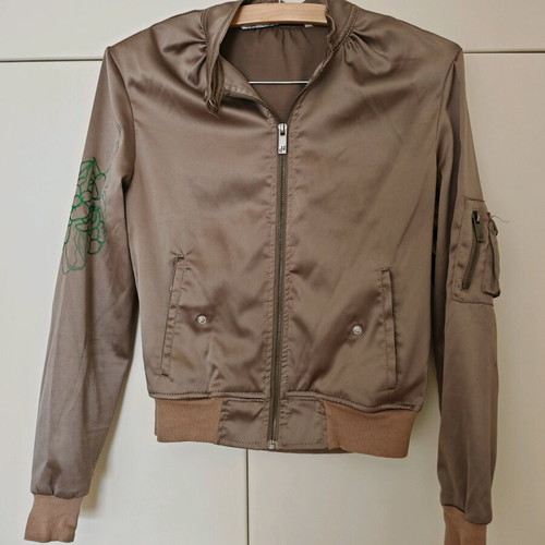 Satin bomber jacket Silvian Heach like new, brown with embroidery size M