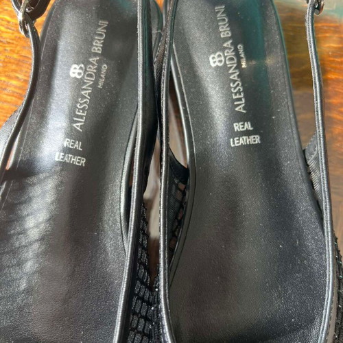 Black leather slingback shoes size 38 new