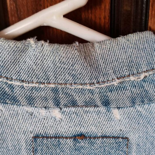 Levis jacket men's used, blue, size L with minor sleeve wear